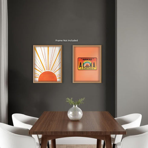 Posterizer 2 pcs-Boho Minimalist Abstract Sunshine & Aloha Hawaii-Adventure Abstract Modern Art- Gift for Nature, Surfers and Beach Lovers-Living...